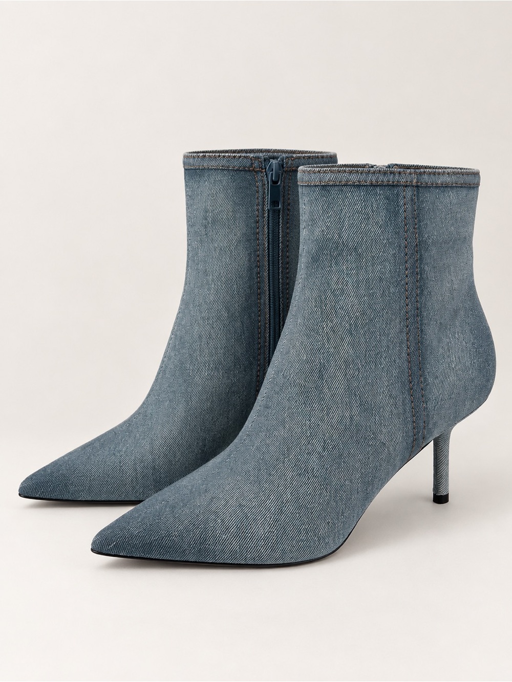 Zara Heeled Denim Ankle Boots NWT